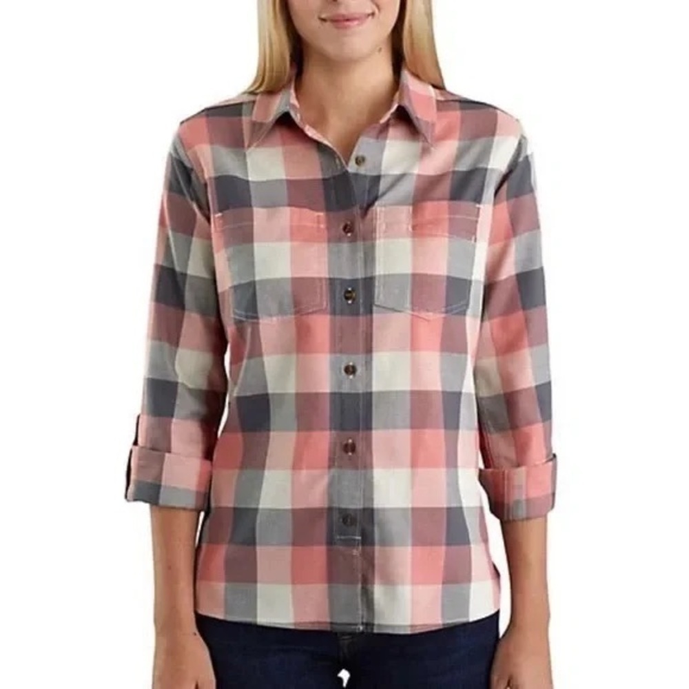 Carhartt | 103085 Fairview Plaid Shirt - Long Sleeve Brick Dust Small
